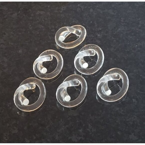 Vtg MCM Dorothy Thorpe Pretzel Clear Lucite Acrylic Love Knot Napkin Rings S/6 - Picture 1 of 9